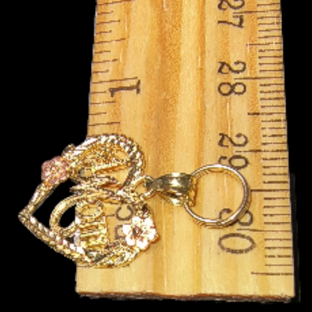14K Yellow & Rose Gold “#1 Mom” Heart Charm Or Pendant 1.7 Grams - Picture 5 of 11